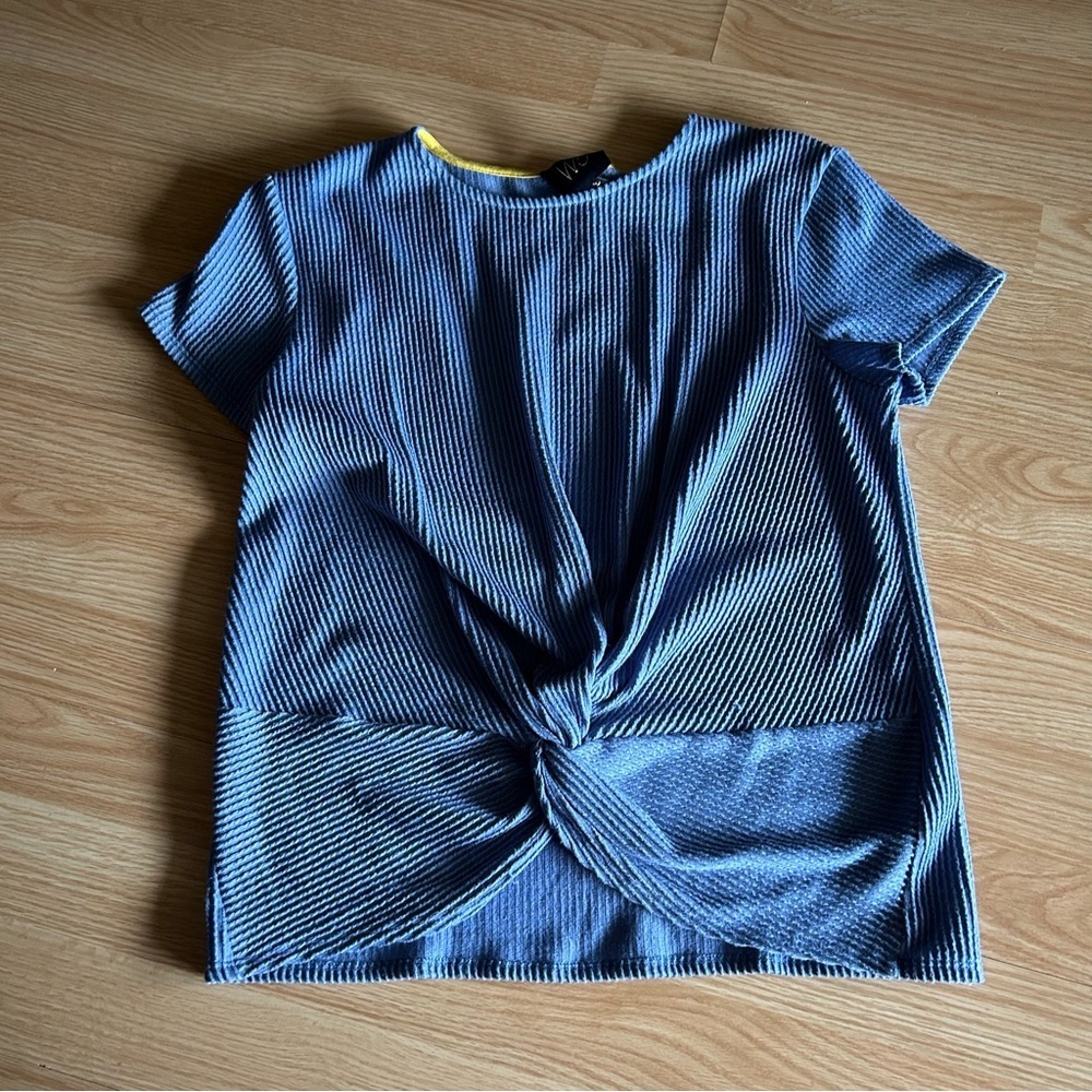 W5 Anthropologie Blue Light Ribbed Front Twist Top Small